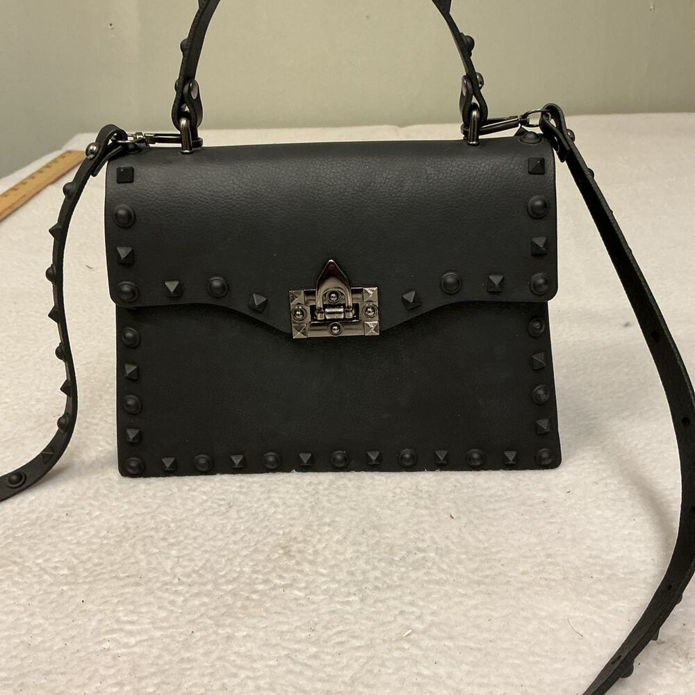 Black Studded jelly purse. Chain Crossbody Strap Clasp Closure 3508